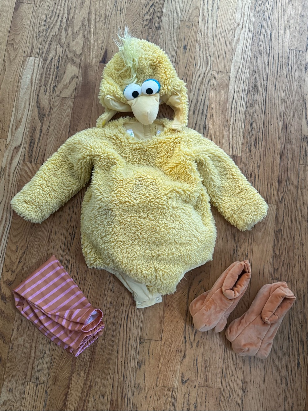 Pottery Barn Kids Yellow Plush Bird Costume with Hood and Boot Covers